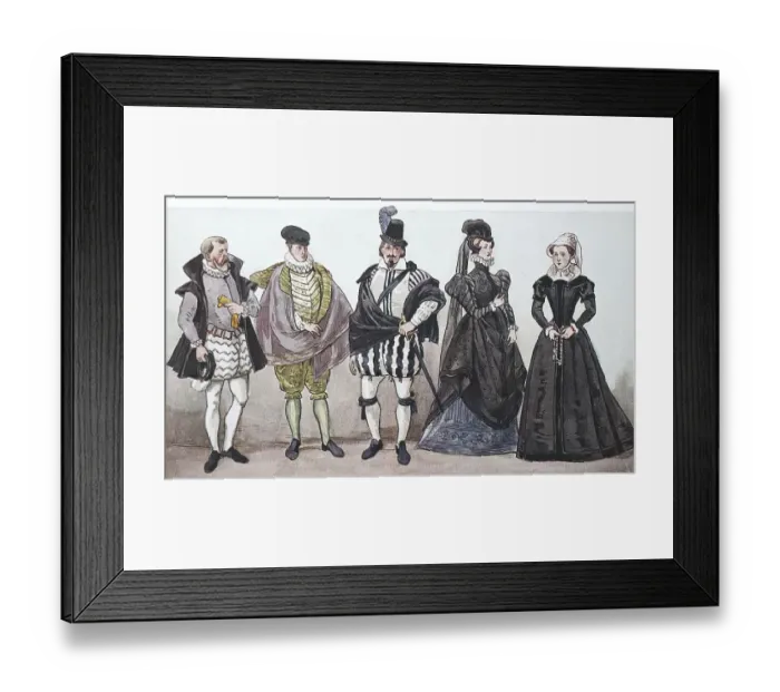 Framed Print : Clothing, fashion in France at the time of the Renaissance around 1500-1575