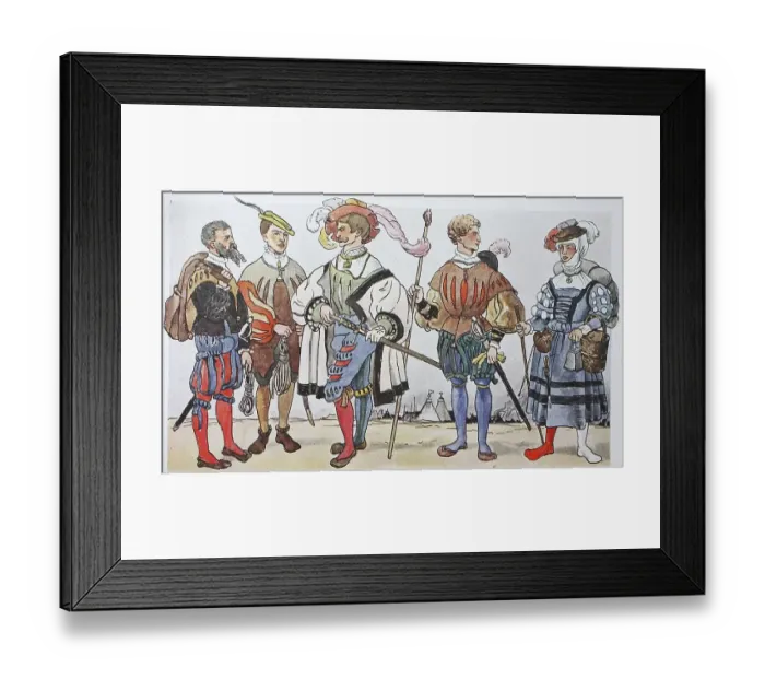 Framed Print : Clothing, fashion of the Landsknechts in Germany around 1520-1560 Framed Print : Clothing, fashion of the Landsknechts in Germany around 1520-1560