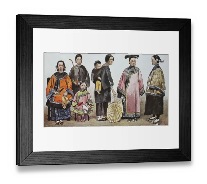 Framed Print : Clothing, fashion in China, around the 19th century