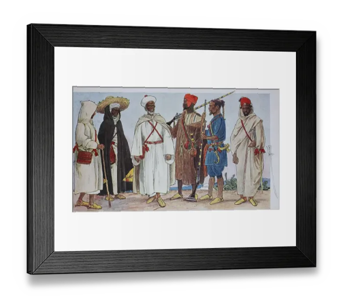 Framed Print : Clothing, fashion in Morocco, about 19th century