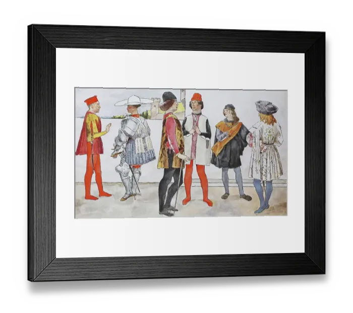 Framed Print : Clothing, fashion in Italy, early Renaissance 1425-1480