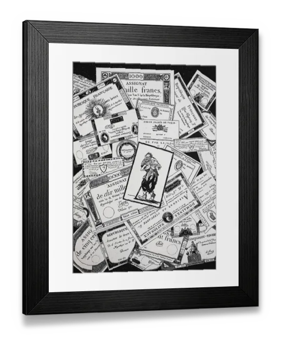 Framed Print : Assignats, paper money issued by the National Assembly in France from 1789 to 1796