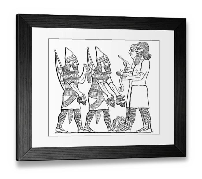 Framed Print : Assyrian census of the slain, from the palace of Ashurbanipalreliefs