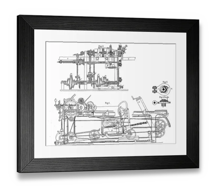 Framed Print : Spinning machine, selfactor for the yarn spinning process Framed Print : Spinning machine, selfactor for the yarn spinning process