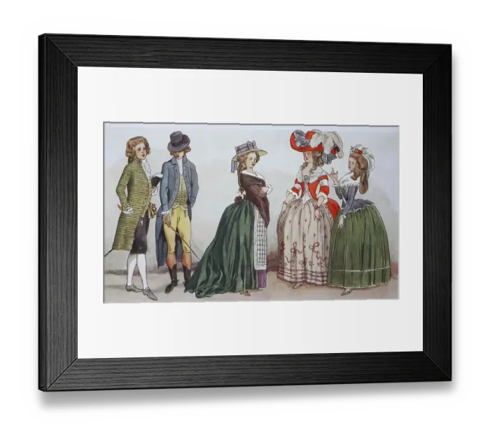 Framed Print : Fashion, clothes in France, late rococo costumes Framed Print : Fashion, clothes in France, late rococo costumes