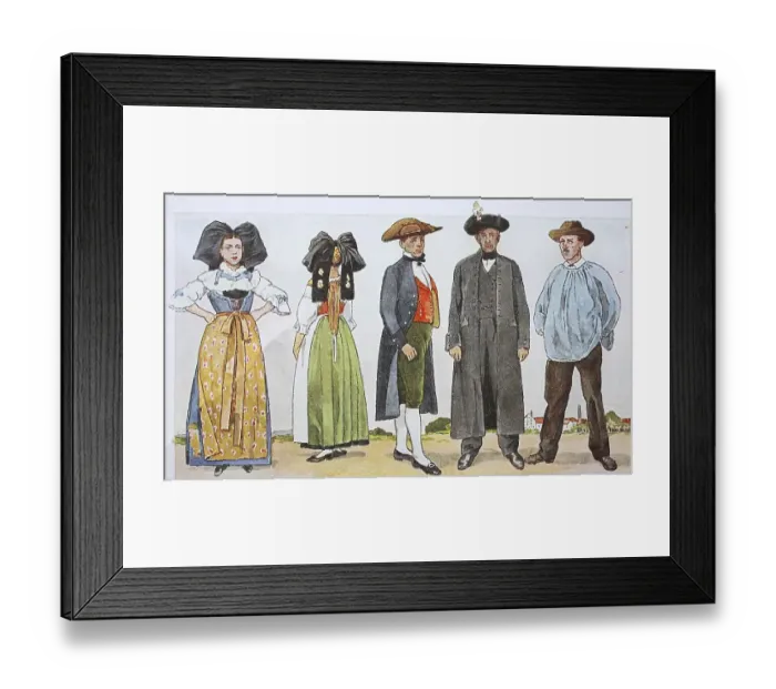 Framed Print : Fashion, historical clothes, folk costumes in France