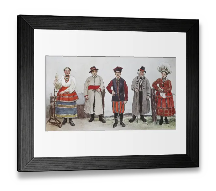 Framed Print : Fashion, historical clothes, folk costumes in Poland
