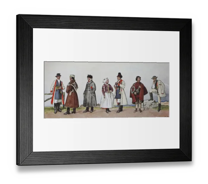 Framed Print : Fashion, historical clothes, folk costumes in Poland