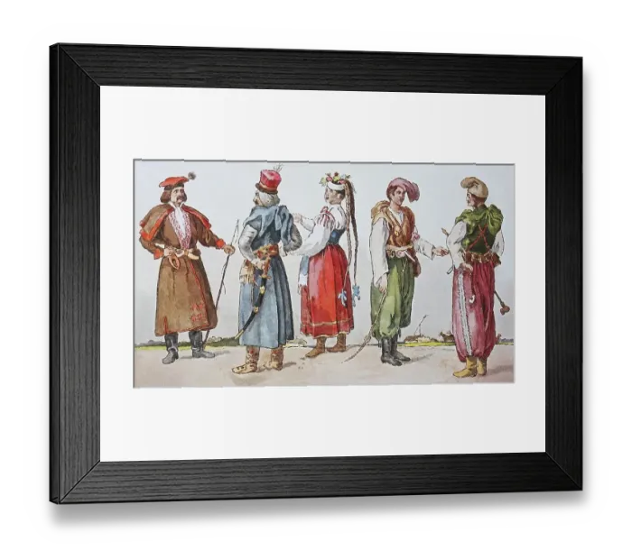 Framed Print : Fashion, historical clothes in Poland and Ukraine in the 16th Framed Print : Fashion, historical clothes in Poland and Ukraine in the 16th