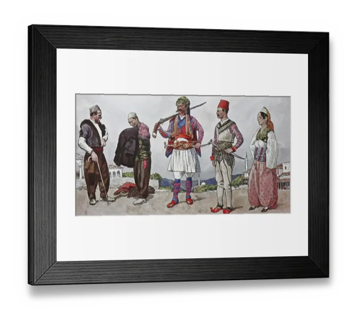 Framed Print : Fashion, clothes in Albania around the 19th century