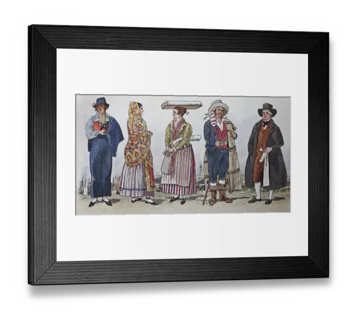 Framed Print : Fashion, clothes in Italy, Northern Italy around 1800