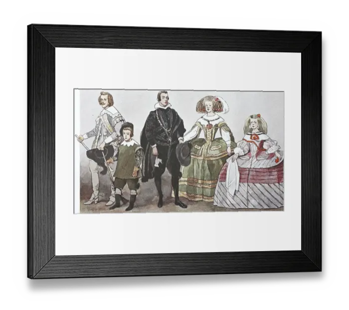 Framed Print : Fashion, historical clothing in Spain in the 16th