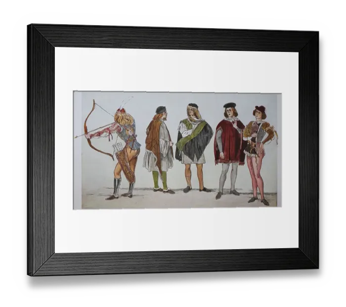 Framed Print : Clothing, fashion in Italy, early Renaissance from 1480-1495