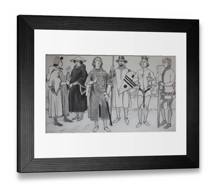 Framed Print : Fashion, historical clothing in Spain in the Middle Ages Framed Print : Fashion, historical clothing in Spain in the Middle Ages