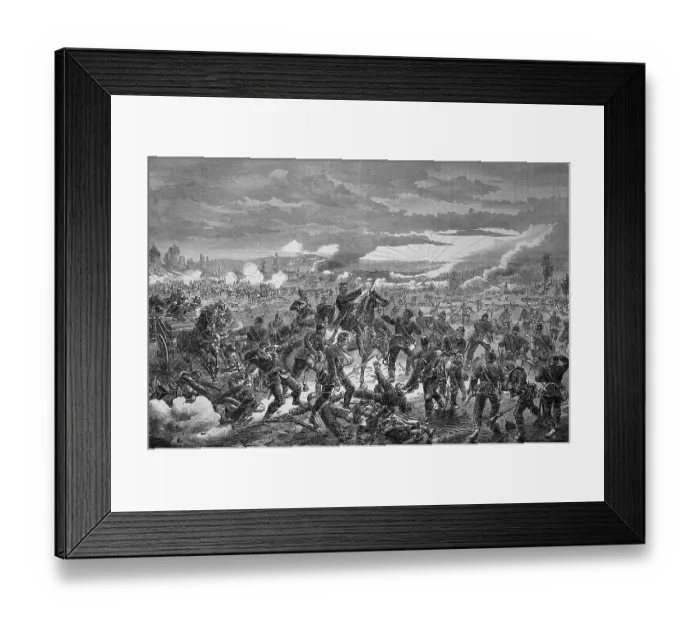 Framed Print : The Prussian 1st Division in battle at Pange on 14th August