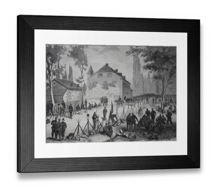 Framed Print : Soldiers in the Golden Bremm, is an area designation in the Franco-German border area near Saarbruecken on 7 August Framed Print : Soldiers in the Golden Bremm, is an area designation in the Franco-German border area near Saarbruecken on 7 August