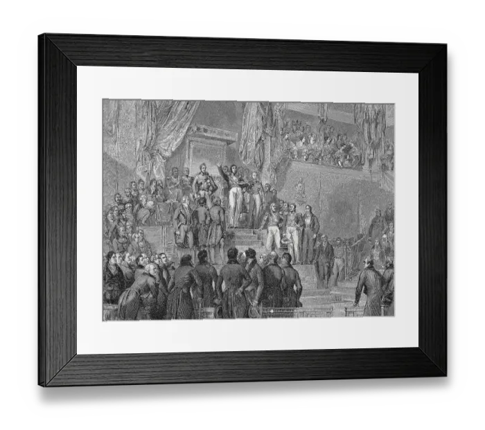 Framed Print : The July Revolution in Paris, Louis Philip makes an oath on August 9