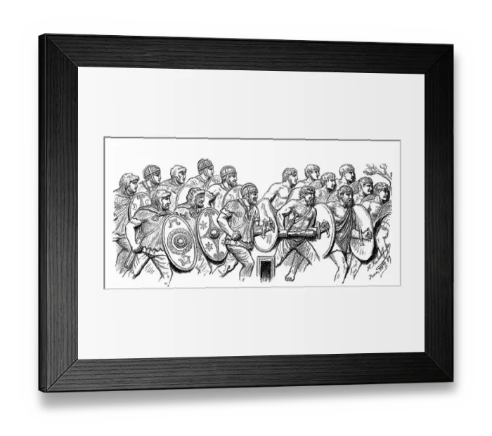 Framed Print : Relief at Trajans Column shows the Germanic bodyguard of the later Caesars Framed Print : Relief at Trajans Column shows the Germanic bodyguard of the later Caesars