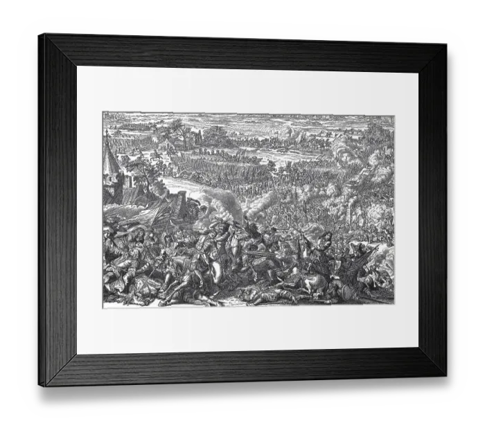 Framed Print : Battle of Seneffe in 1674 between French troops on one side and imperial units