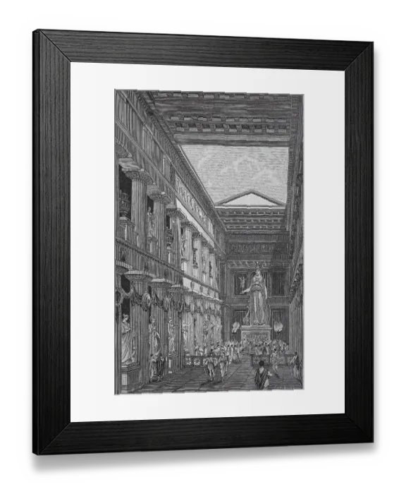 Framed Print : The statue of Athena Parthenos of Pheidias in the Cella of the Parthenon