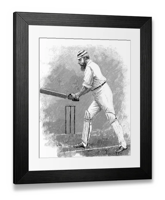 Framed Print : Parrying a ball, English cricket player
