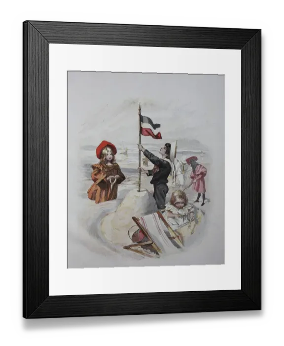 Framed Print : Children building a sandcastle on the beach of the baltic sea