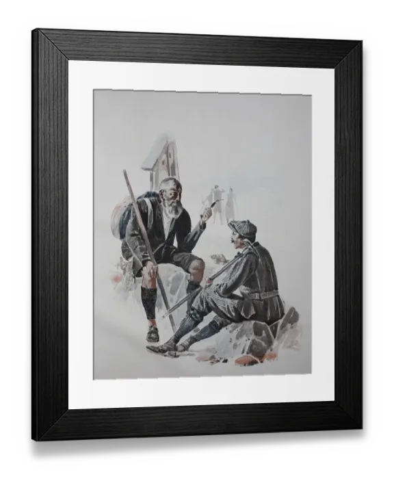 Framed Print : Hiker during a rest on the edge of the glacier Framed Print : Hiker during a rest on the edge of the glacier