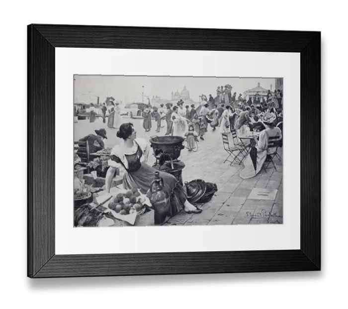 Framed Print : Market and street cafe on the riva degli schiavoni in venice Framed Print : Market and street cafe on the riva degli schiavoni in venice