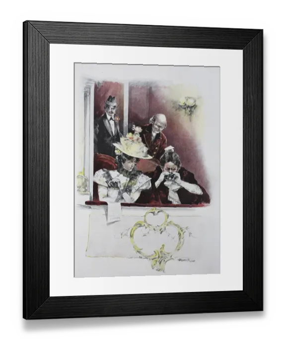 Framed Print : Four people in the lodge of an opera