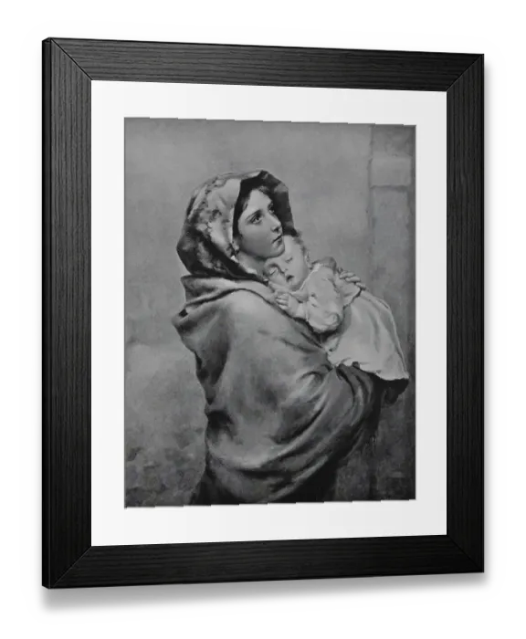 Framed Print : Young woman with a baby on her arm