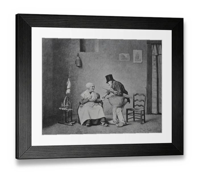 Framed Print : Old woman offers her husband a pinch of snuff Framed Print : Old woman offers her husband a pinch of snuff
