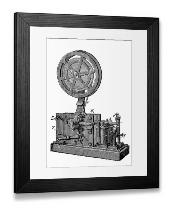 Framed Print : Morse receiver, Morse-Stiftschreiber