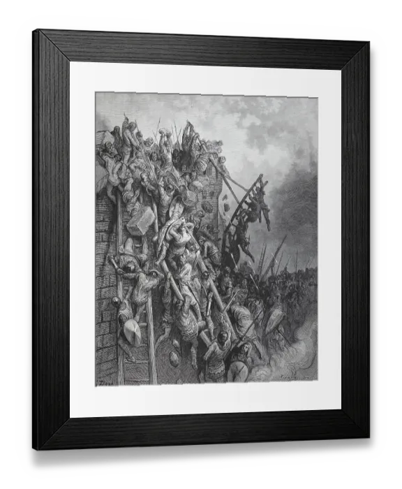 Framed Print : The Crusaders attack with scaling ladders to the walls of Wieselburg and are repulsed with heavy losses Framed Print : The Crusaders attack with scaling ladders to the walls of Wieselburg and are repulsed with heavy losses
