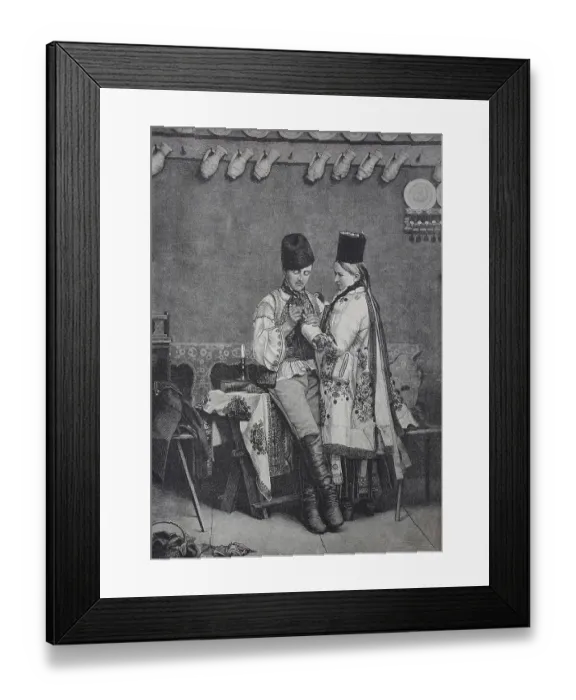 Framed Print : Saxon bridal couple in traditional traditional costume