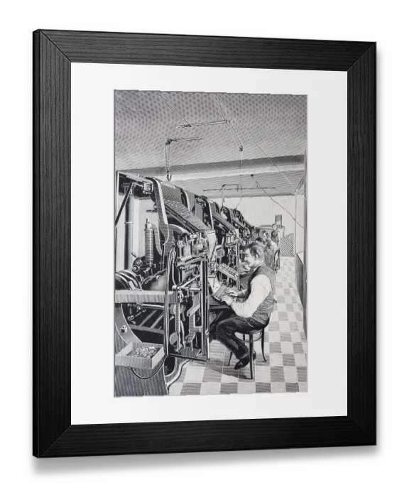 Framed Print : Linotype Simplex machine, 1895
