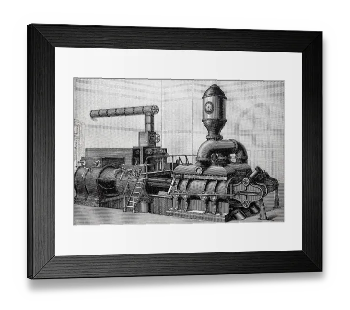 Framed Print : Waterworks pump for drinking water supply from 1880