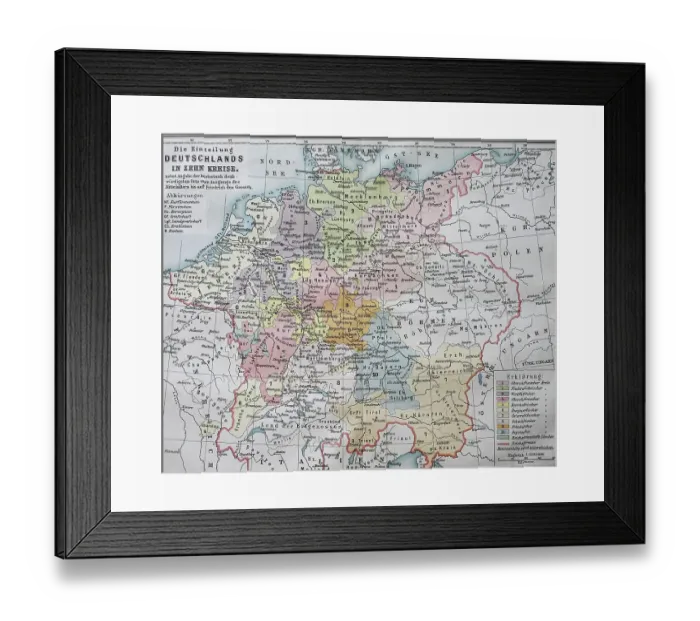 Framed Print : Map, the division of Germany into ten circles in the 16th century Framed Print : Map, the division of Germany into ten circles in the 16th century