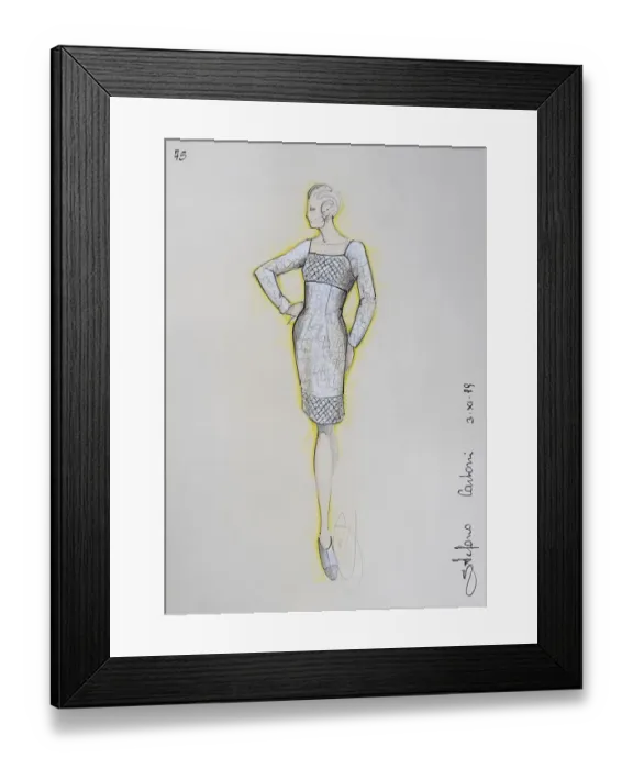 Framed Print : Fashion sketch, fashion design