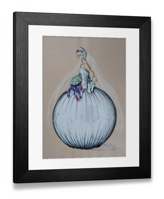 Framed Print : Wedding dress, football, haute couture