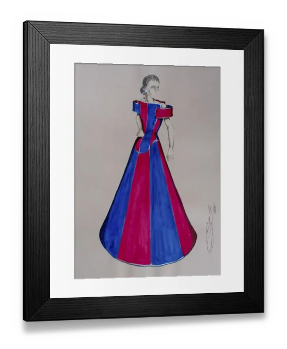 Framed Print : Evening dress, haute couture, fashion sketch