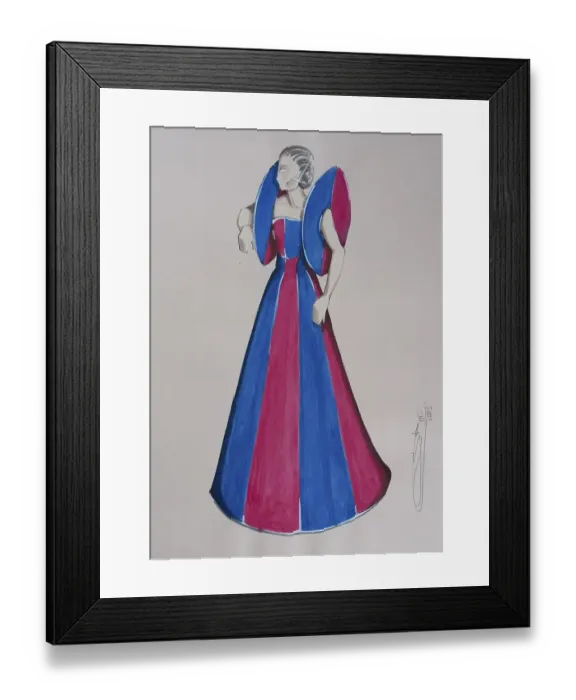 Framed Print : Evening dress, haute couture, fashion sketch Framed Print : Evening dress, haute couture, fashion sketch