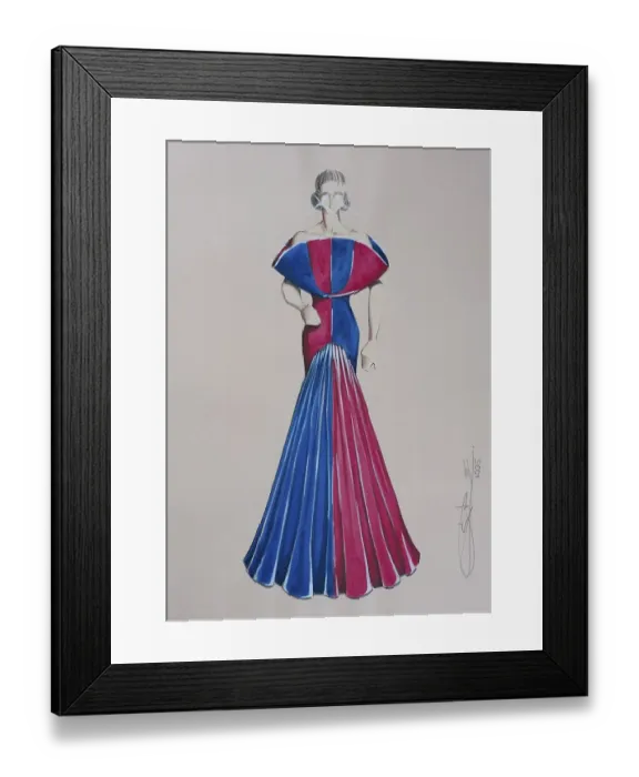 Framed Print : Evening dress, haute couture, fashion sketch