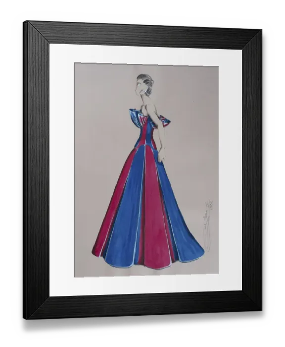 Framed Print : Evening dress, haute couture, fashion sketch Framed Print : Evening dress, haute couture, fashion sketch