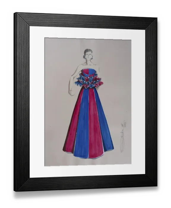 Framed Print : Evening dress, haute couture, fashion sketch