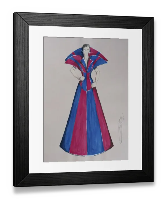 Framed Print : Evening dress, haute couture, fashion sketch