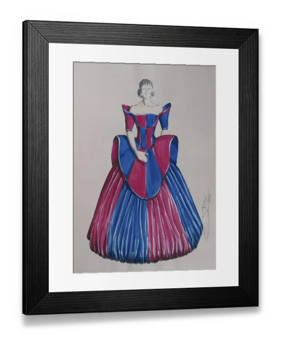 Framed Print : Evening dress, haute couture, fashion sketch