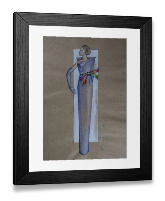 Framed Print : Evening dress, fashion sketch, fashion design Framed Print : Evening dress, fashion sketch, fashion design