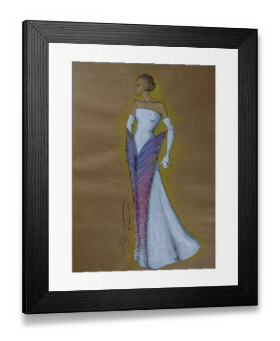 Framed Print : Evening dress, fashion sketch, fashion design