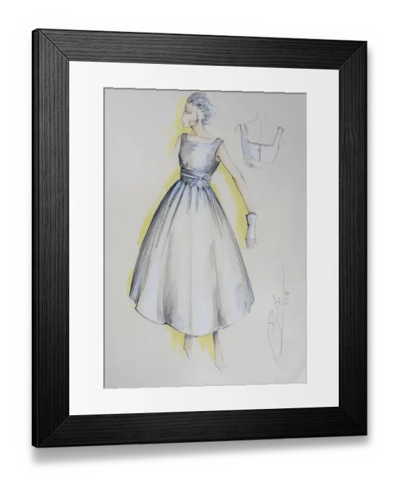 Framed Print : Fashion sketch, fashion design