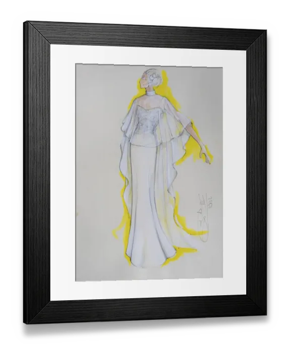 Framed Print : Wedding dress, fashion sketch, fashion design